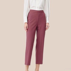 NEW Rebecca Taylor Women Garbardine Raspberry High Rise Straight Leg Suit Pant